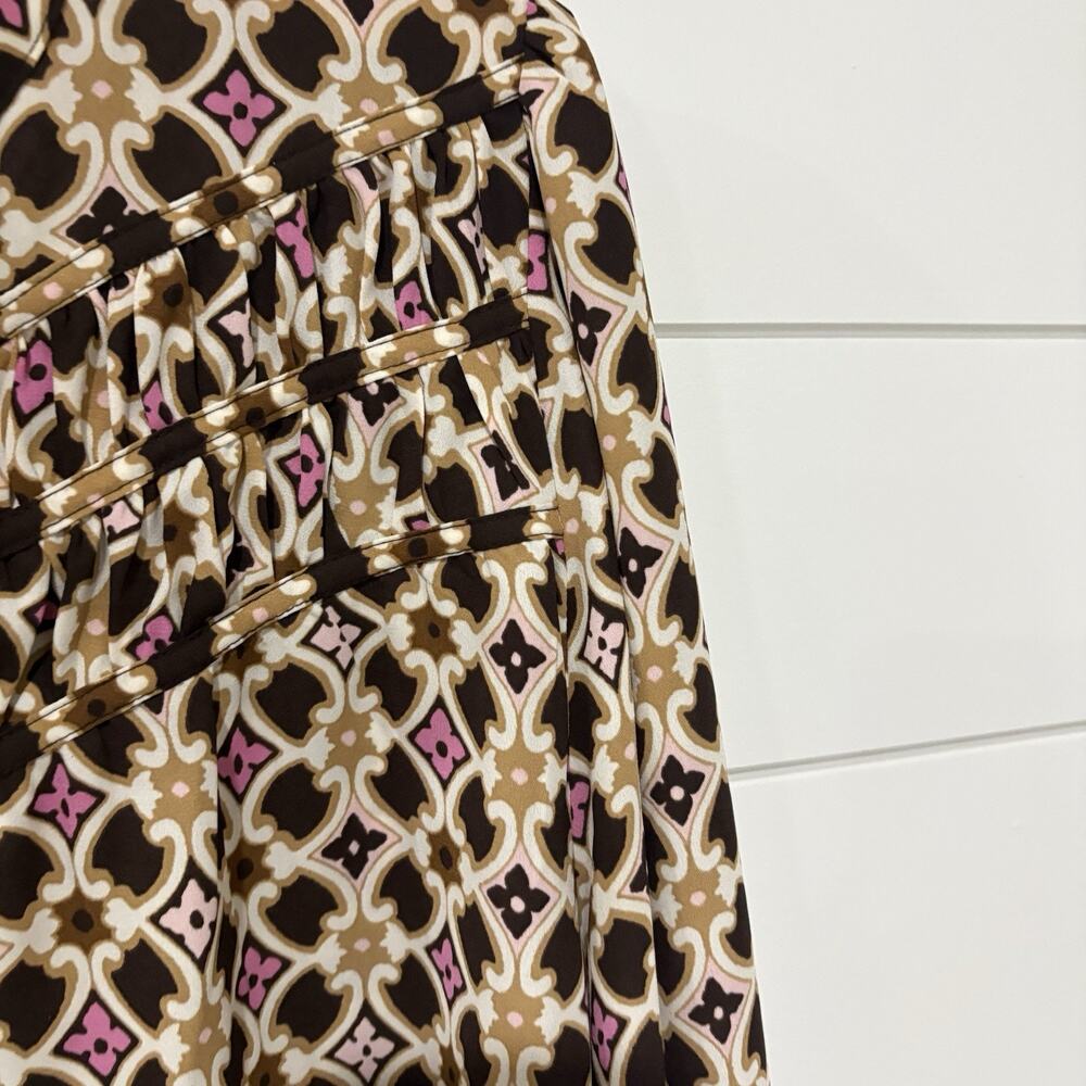 Ann Taylor Loft | Top Long Sleeve Brown Pink Career- Size Large - Picture 4 of 9